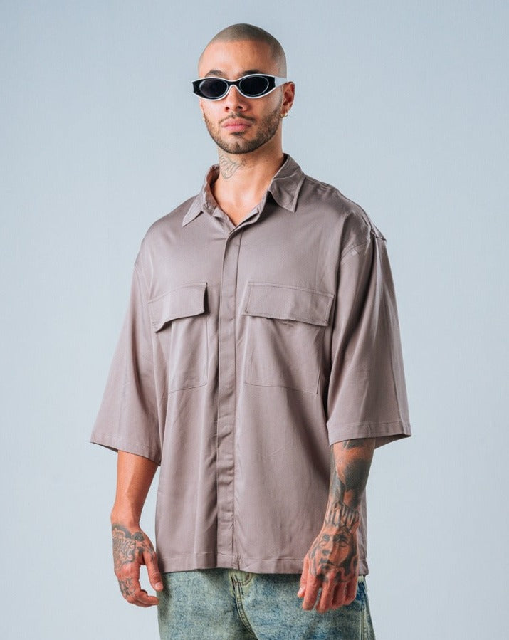 Camisa Oversize Básica Café - Tipo Cargo