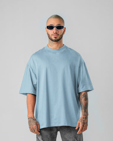 Camiseta Oversize Básica Azul Grisáceo