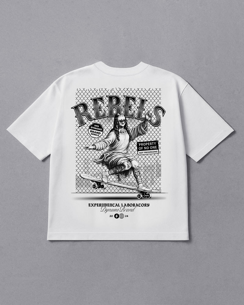 Camiseta Para Hombre Oversize  Blanca Monalisa