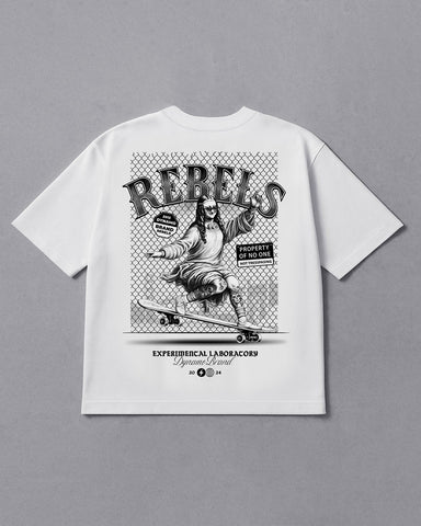 Camiseta Para Hombre Oversize  Blanca Monalisa