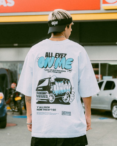 Camiseta Para Hombre Oversize Blanco All Eyez On Me