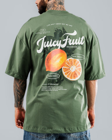 Camiseta Para Hombre Oversize Verde Militar Juicy Fruit