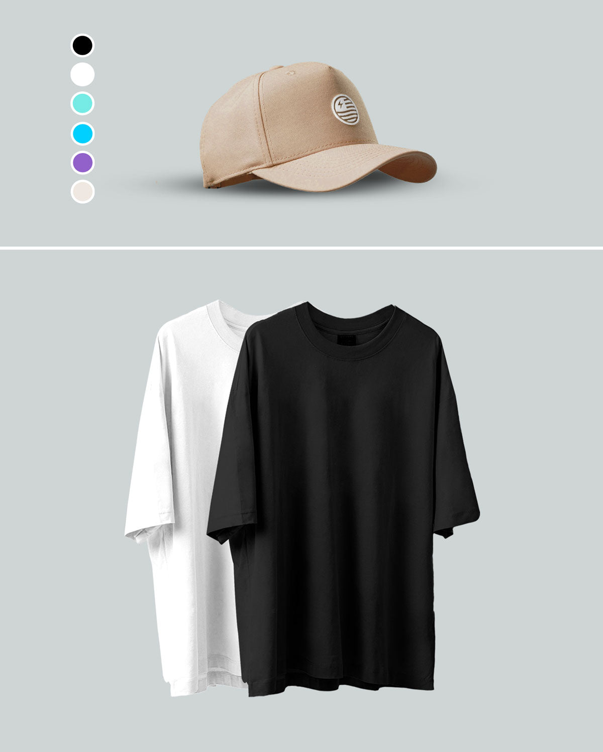 2 Camisetas Oversize básicas + Gorra