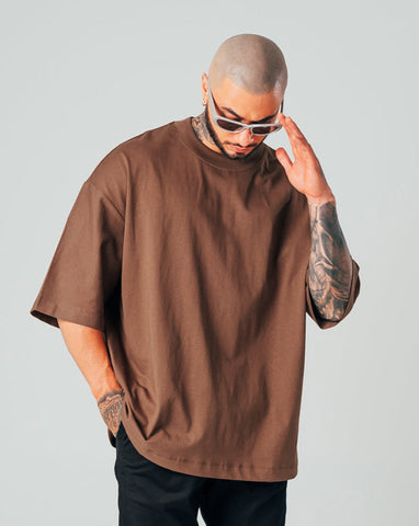 3 Camisetas Para Hombre Básicas Oversize - Pack X3 Café