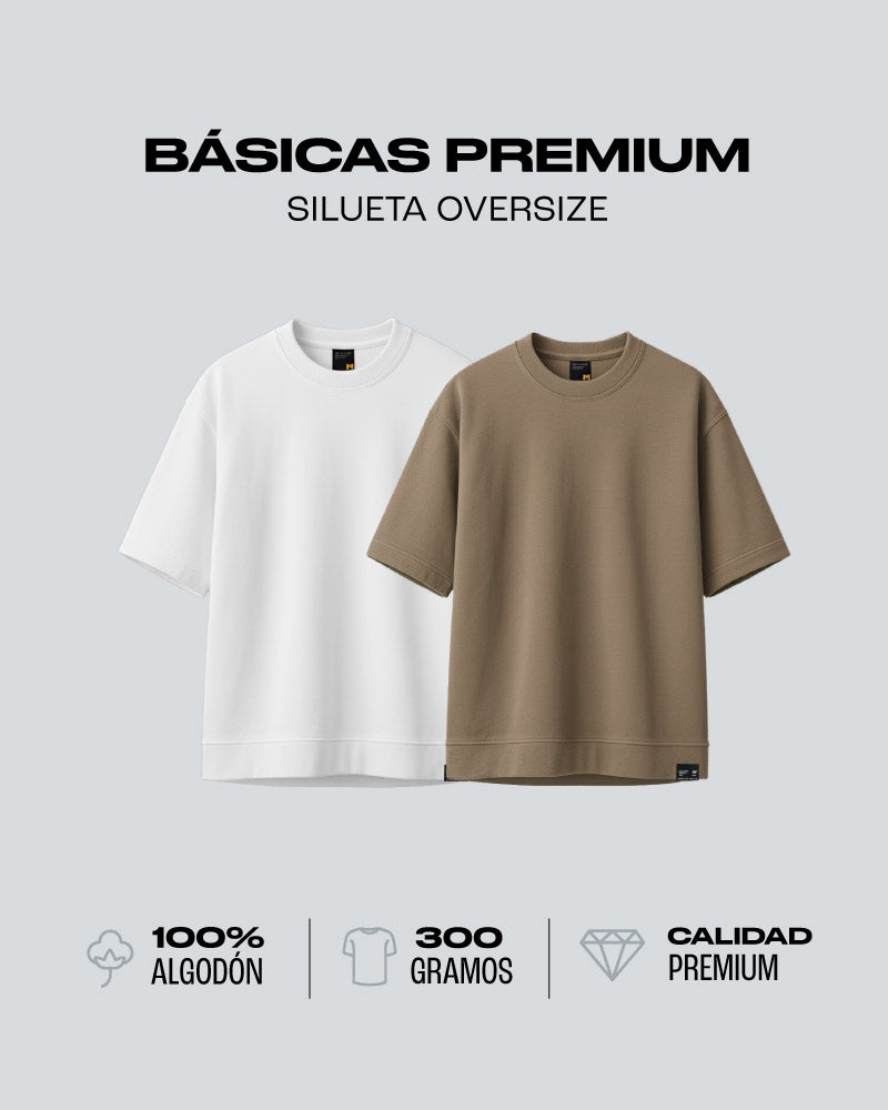Duo Pack Camisetas Oversize Básicas Neutro Essential - 300g