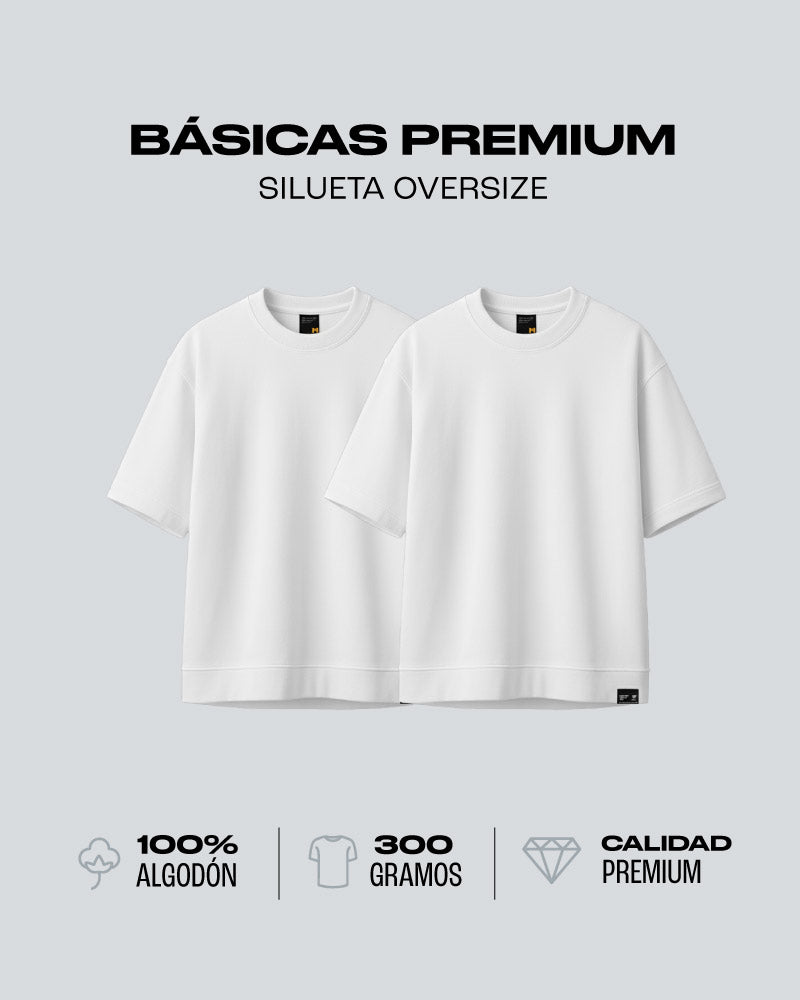 Duo Pack Camisetas Básicas Oversize White - Premium 300G