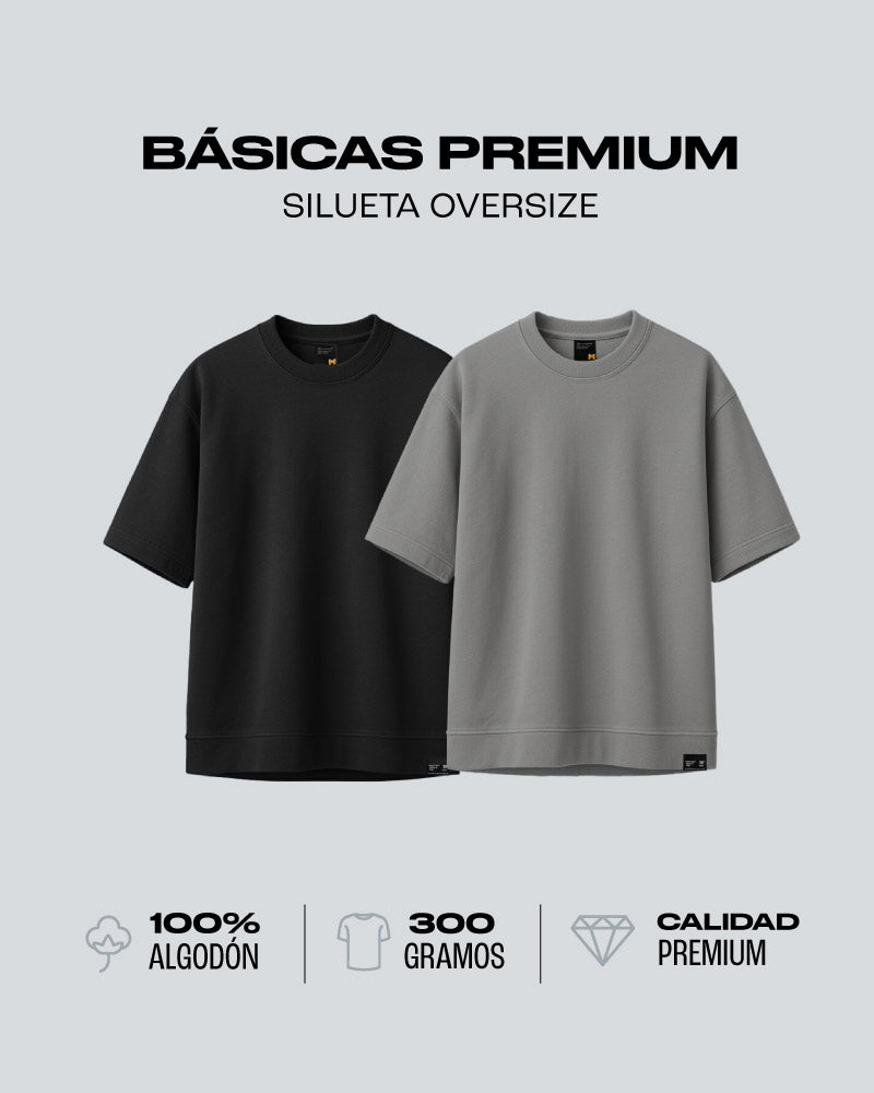 Duo Pack Camisetas Básicas Oversize Neutro - Premium 300G