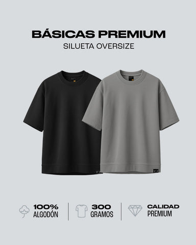 Duo Pack Camisetas Básicas Oversize Neutro - Premium 300G