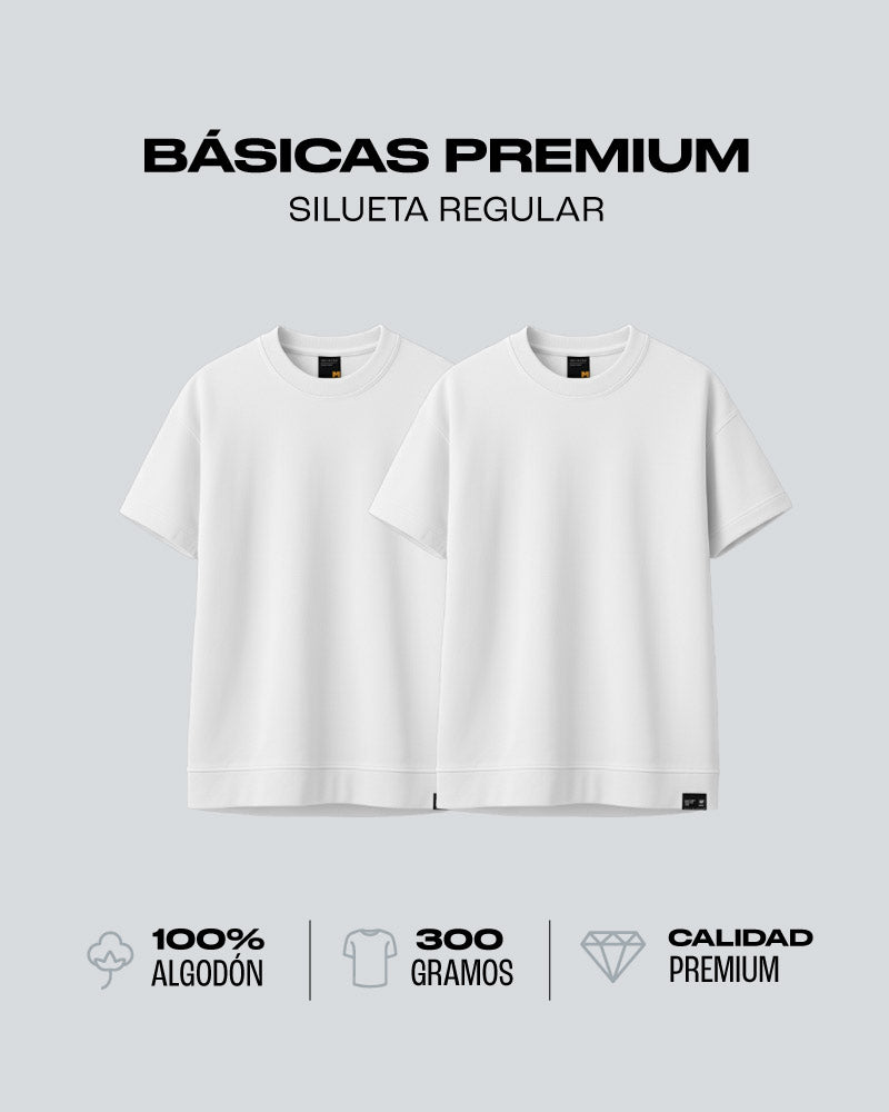 Duo Pack Camisetas Básicas Regular White - Premium 300G
