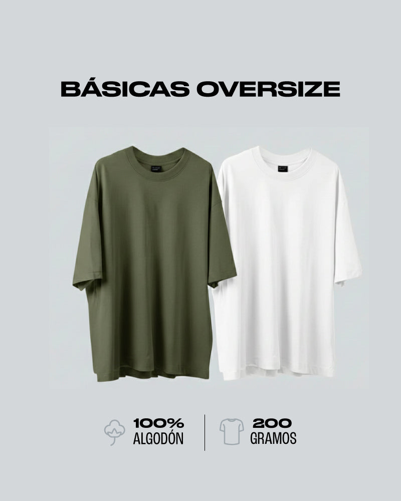 Pack x2 Camisetas Básicas Oversizes Verde Militar