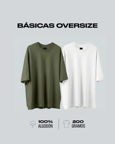 Pack x2 Camisetas Básicas Oversizes Verde Militar