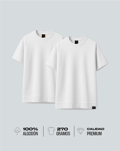Duo Pack Camisetas Básicas Regular White - Premium 270G