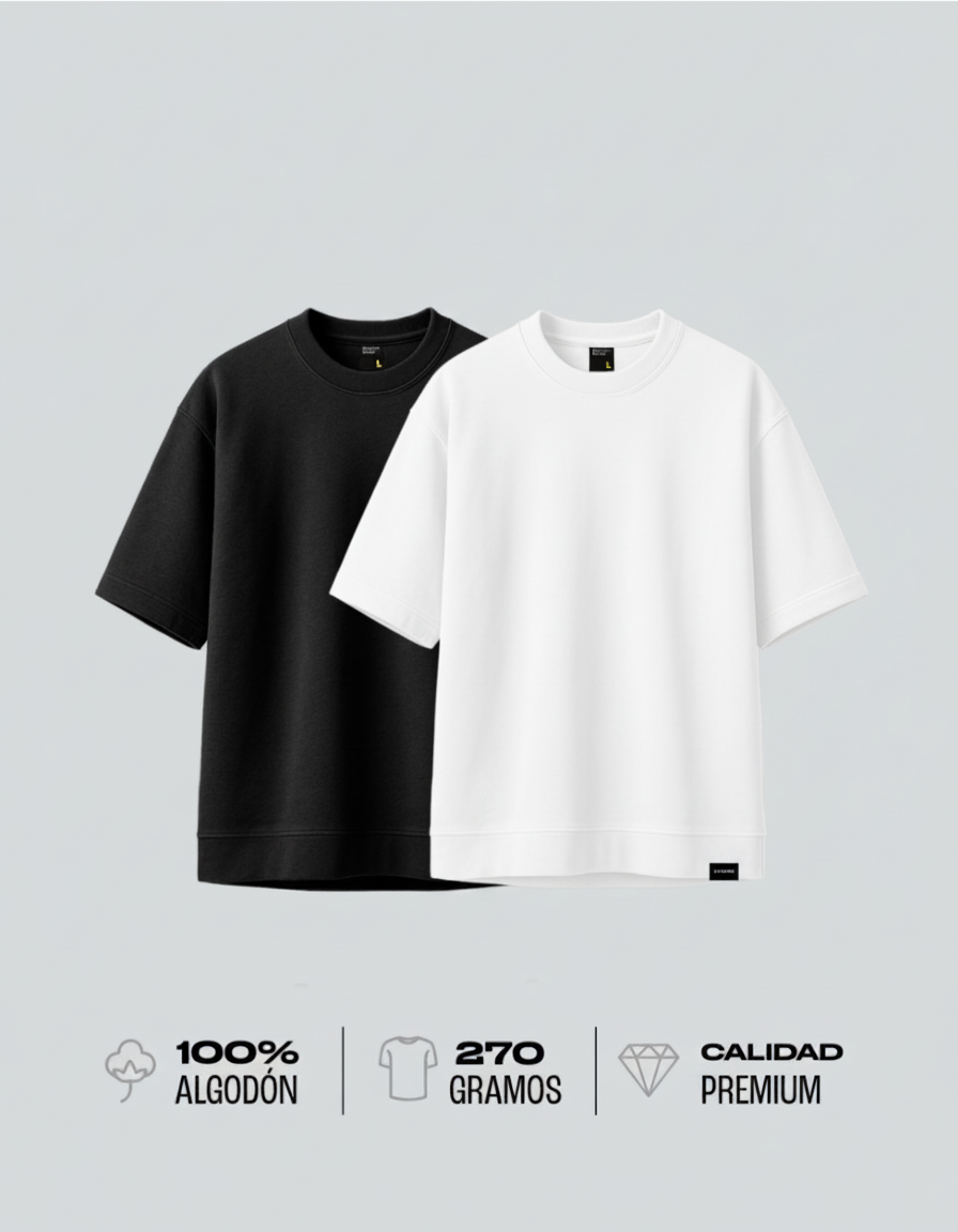 Duo Pack Camisetas Básicas Oversize Essentials - Premium 270G