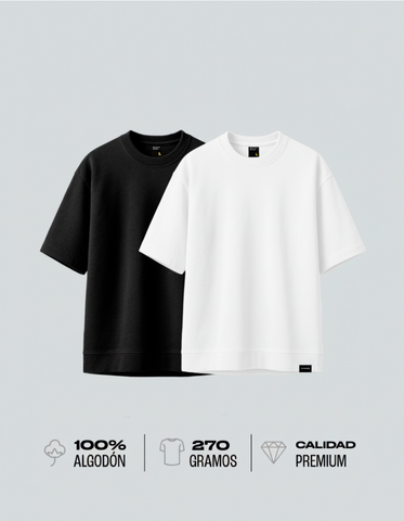 Duo Pack Camisetas Básicas Oversize Essentials - Premium 270G