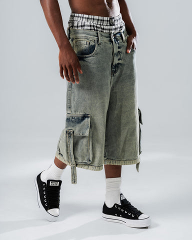 Bermuda Jorts Azul Tipo Cargo