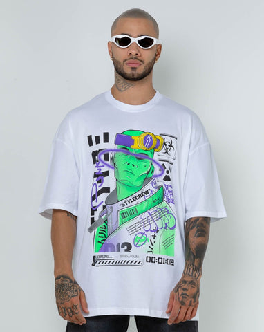 Camiseta Oversize Blanca - Astro Alien