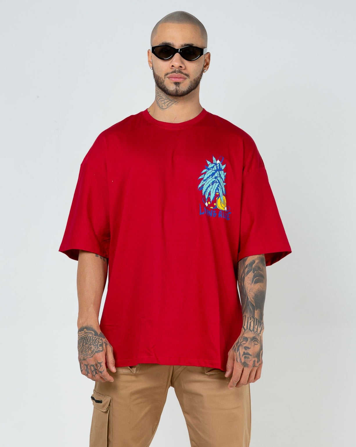 Camiseta Oversize Rojo - Living Alone